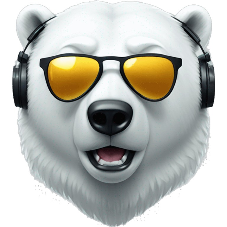 polar bear head, dj, wearing sunglasses and earphones emoji