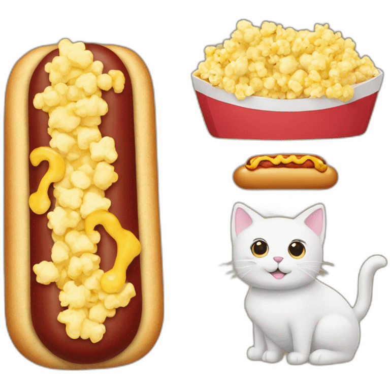 cat hotdog and popcorn emoji