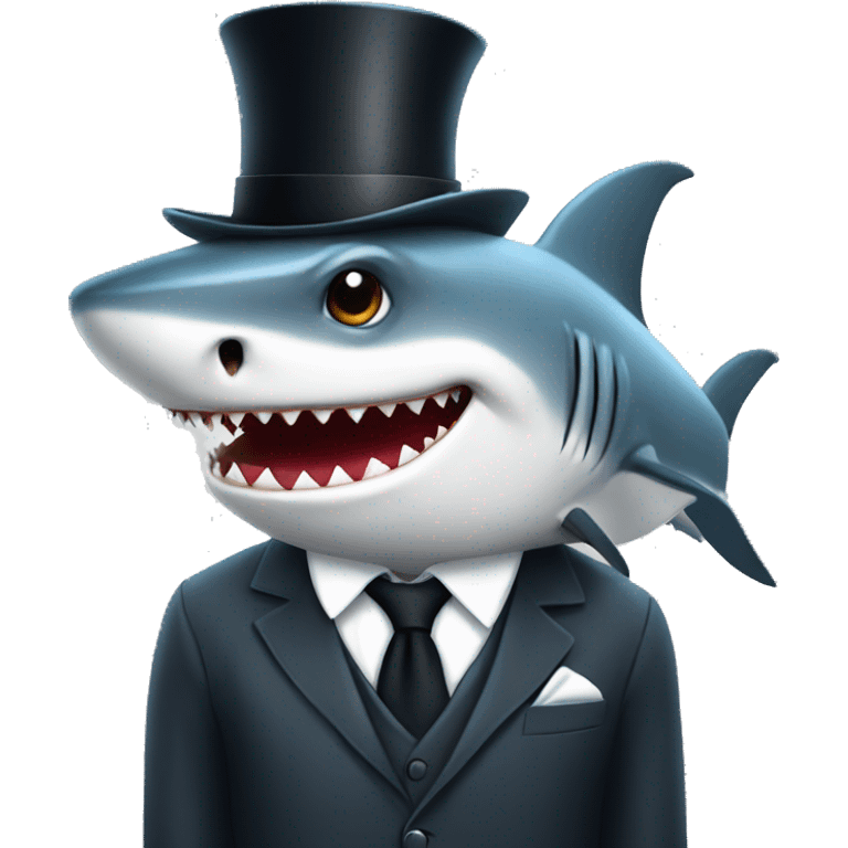 Shark with a suit and top hat emoji