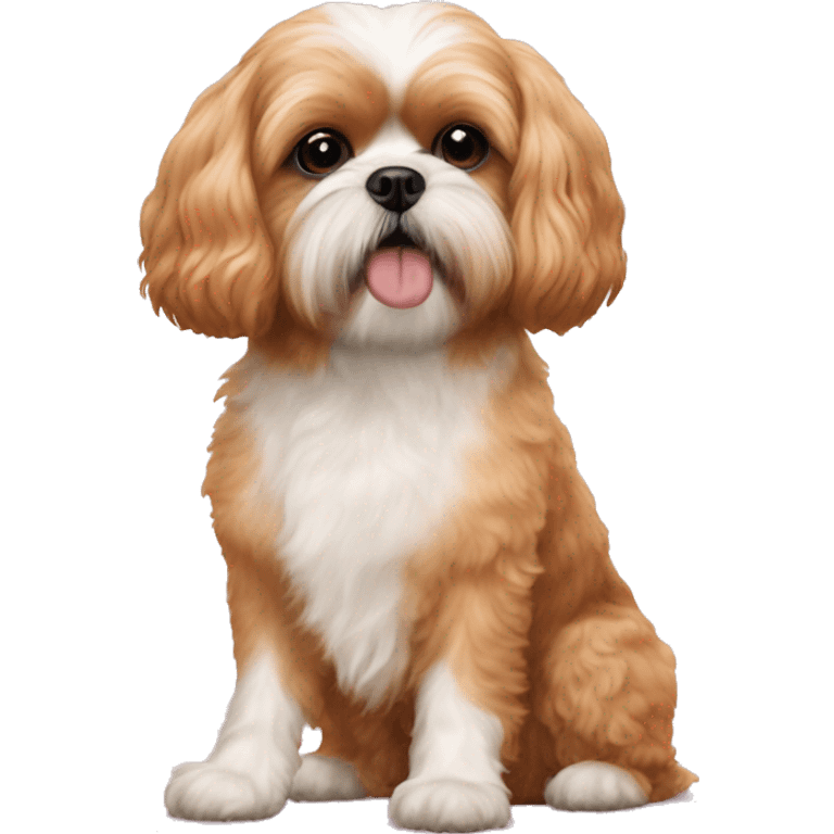 Peach cavapoo next to a shih tzu emoji