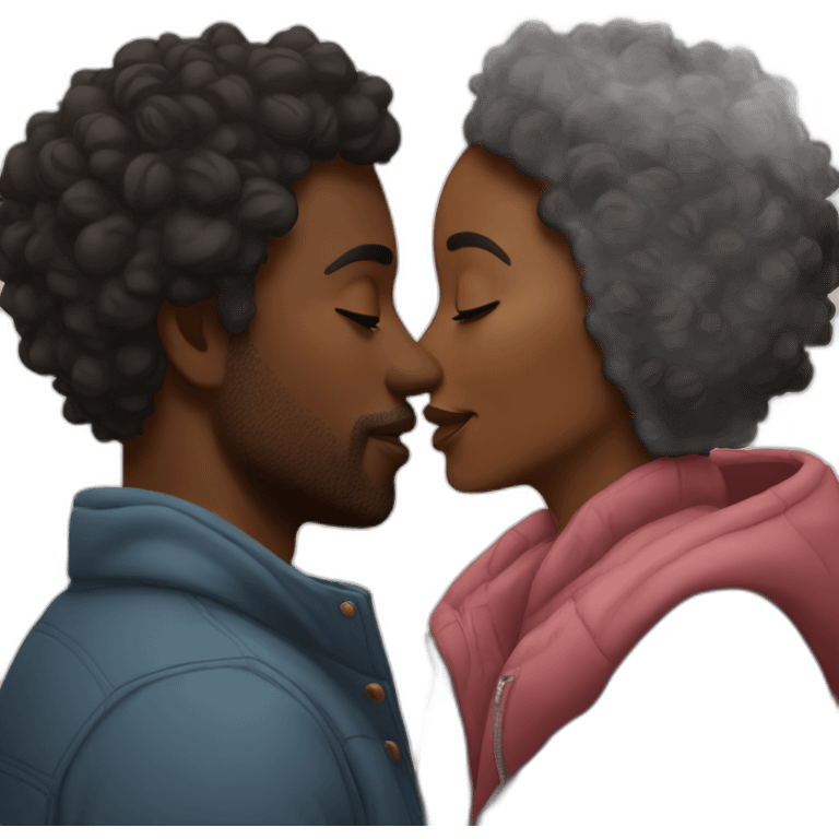 Black couple kissing emoji