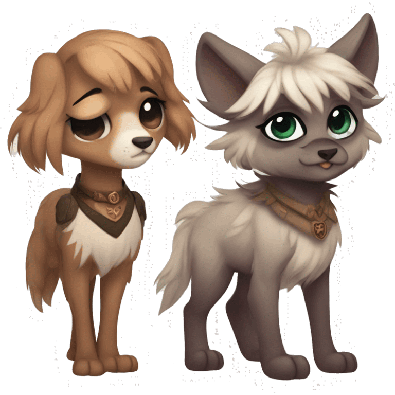 Cute fantasy-animal-fursona griffsnuff & LiLaiRa & Falvie full body emoji