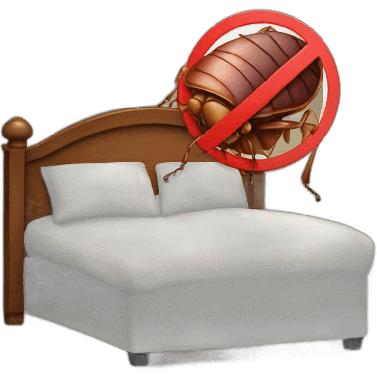 bed bug behind a "forbidden" sign emoji