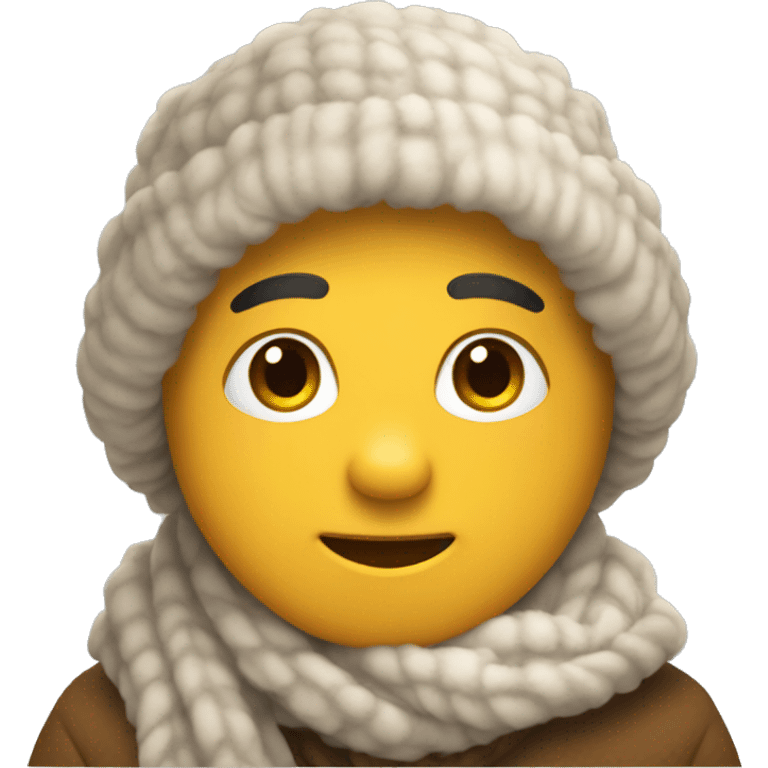  – A cozy, open-armed character with a fluffy scarf, conveying a hug that feels like being wrapped in a blanket. emoji