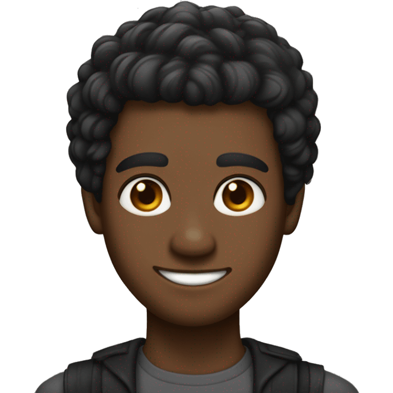 Homem Negro de 18 anos com olhos pretos cabelos pretos e corte de cabelo Caesar emoji