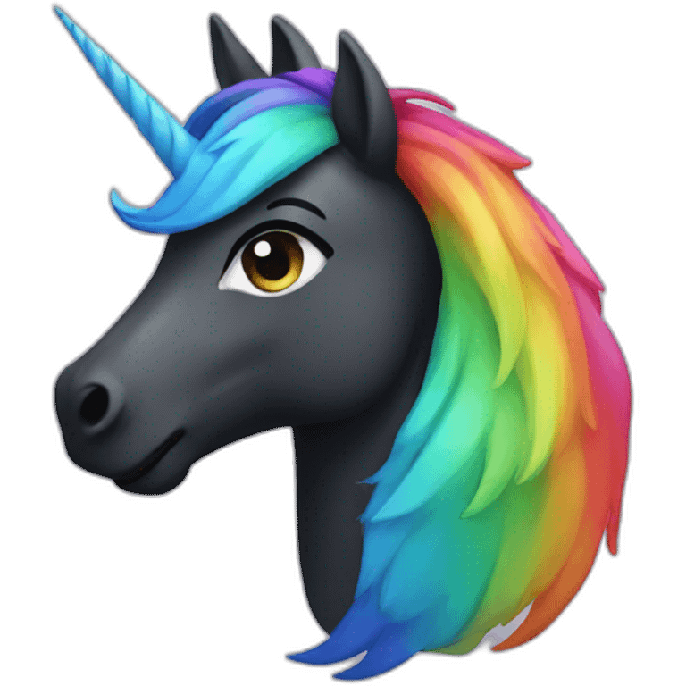 black rainbow unicorn head emoji