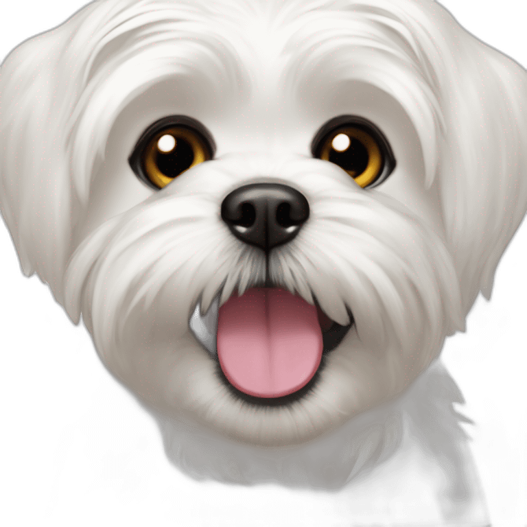 happy white maltese-Shih Tzu with uppy ears emoji