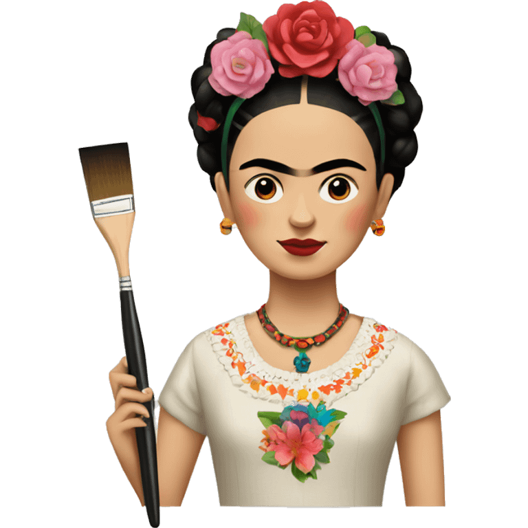 body frida kahlo kid with paintbrush emoji