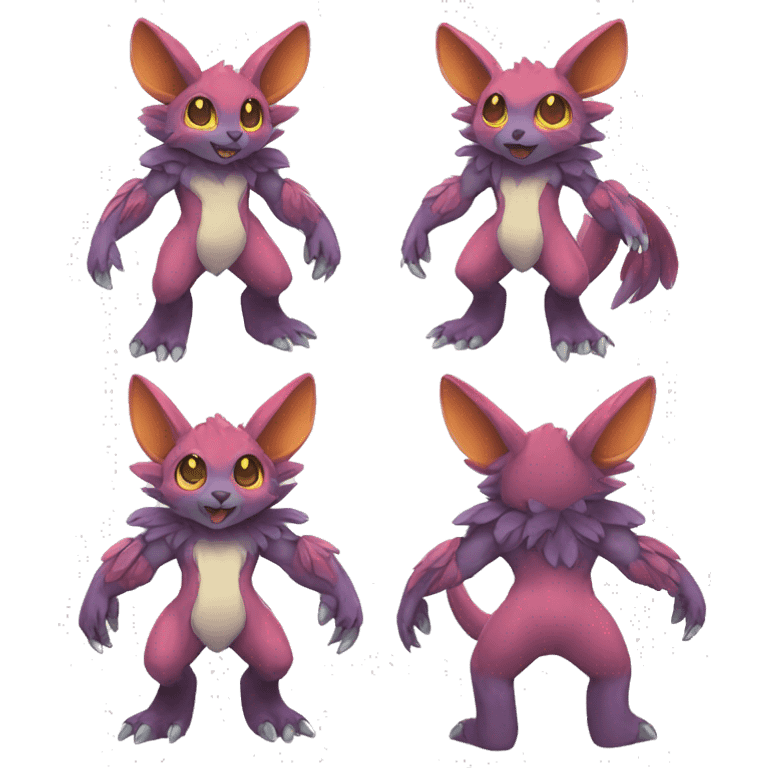 Cute cool colorful fantasy animal hybrid Fakemon full body emoji