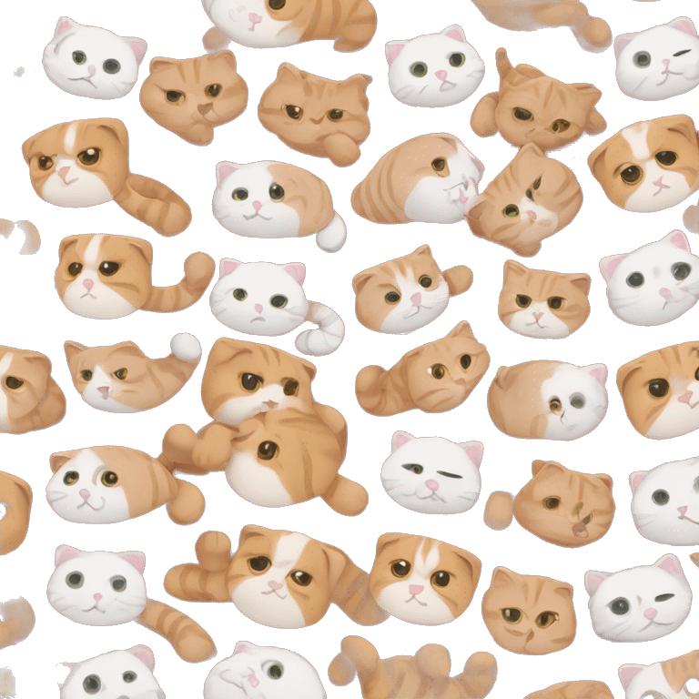 Scottish fold cat, red with white stripes, muzzle emoji