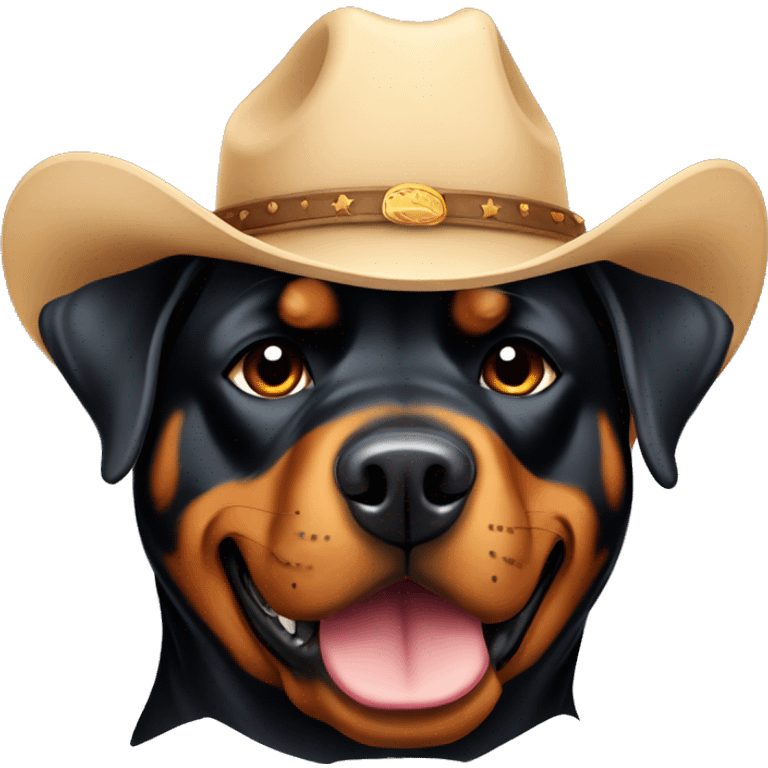 Rottweiler wearing cowboy hat emoji