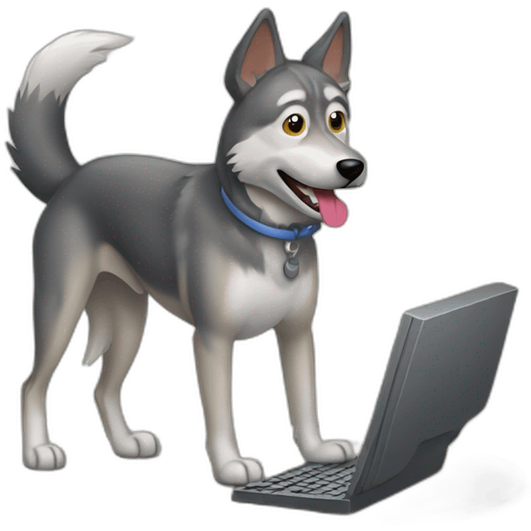 Czechoslovakian wolfdog working on a computer   emoji