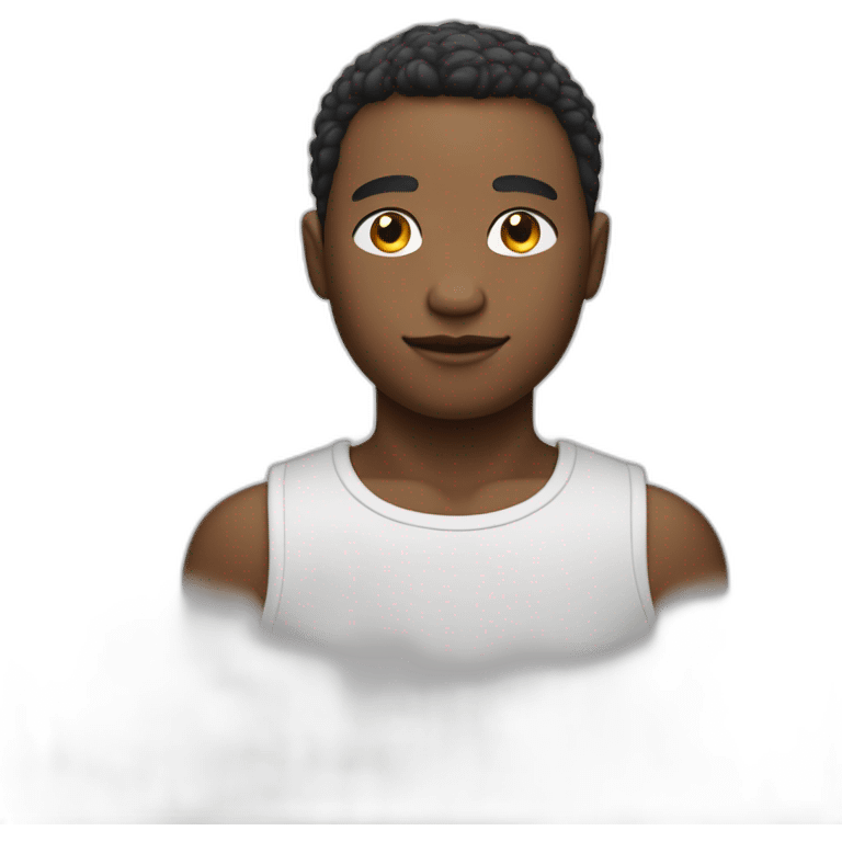 garçon avec la peau blanche les cheveux noirs et la raie au milieux emoji