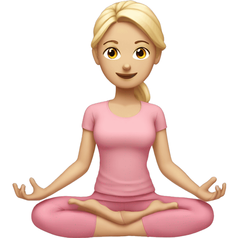 blonde yoga girl light pink clothes n emoji