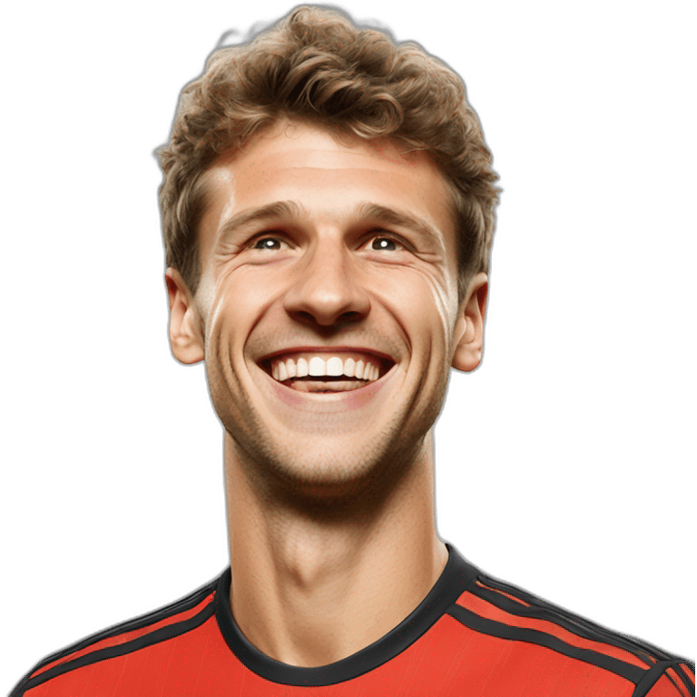 German football player Thomas Muller is laughing emoji