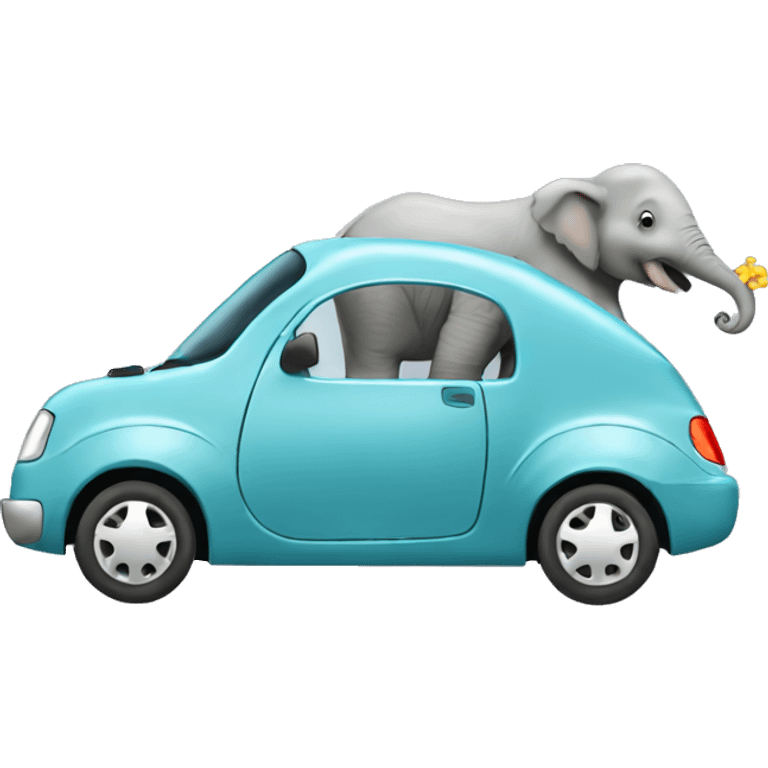 Elephant cute with car emoji