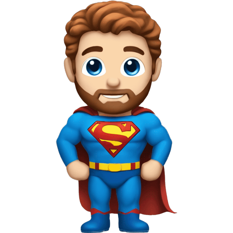 Full body reddish brown hair and beard superman with blue eyes emoji