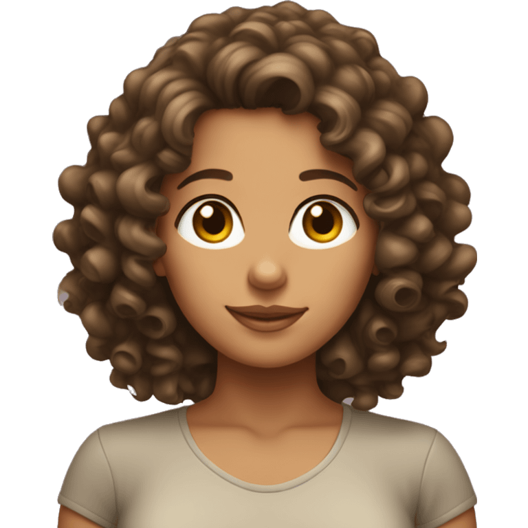 brunette tanned girl with curly hair  emoji