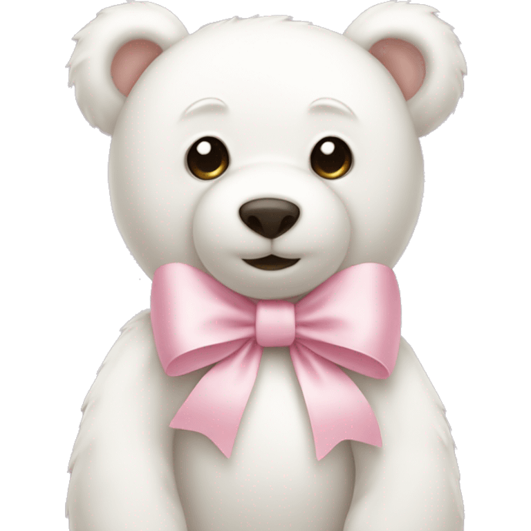 White teddy bear with light pink bow emoji