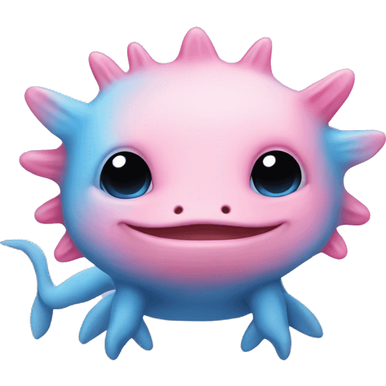 Pink and blue axolotl emoji