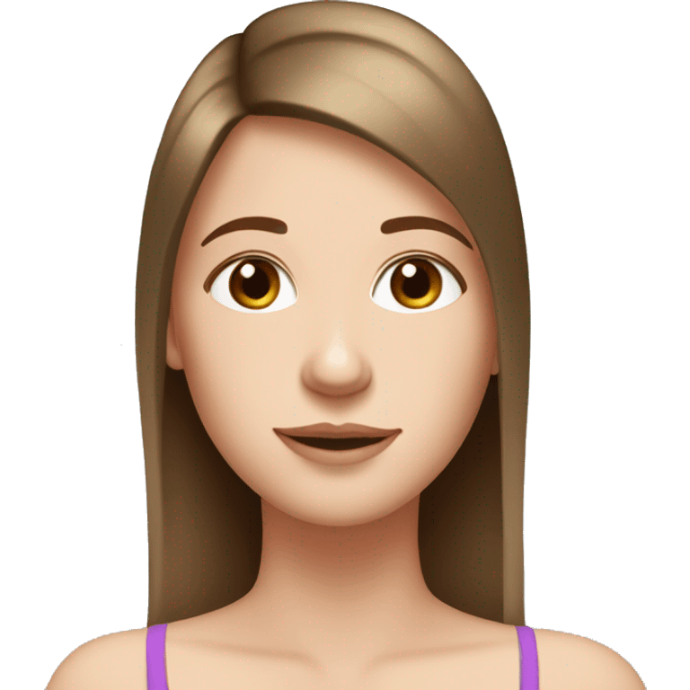 a white girl with milking brown straight hair that goes past her neck with brown eyes and long eyelashes emoji