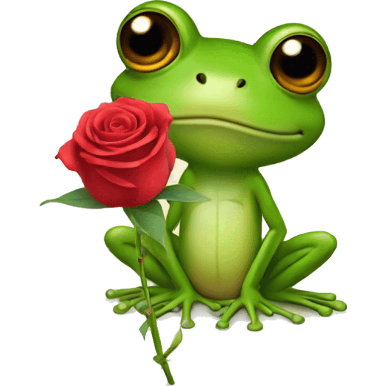 frog holds a rose emoji