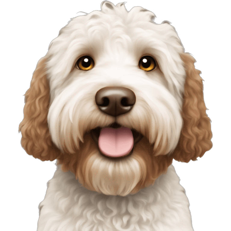 australian labradoodle white and brown white face brown body emoji