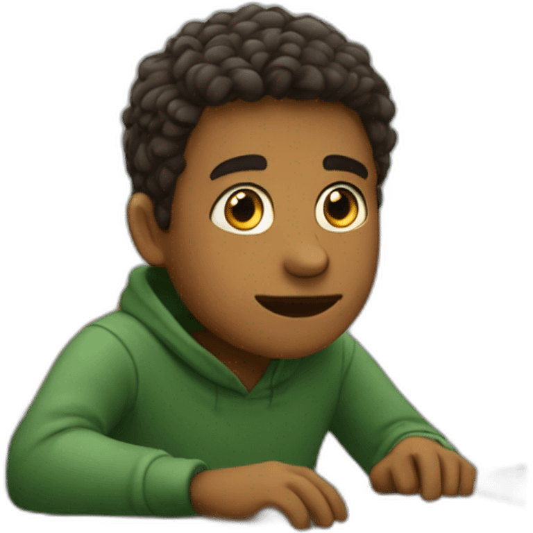 boy sitting in front of the computer and studying  emoji