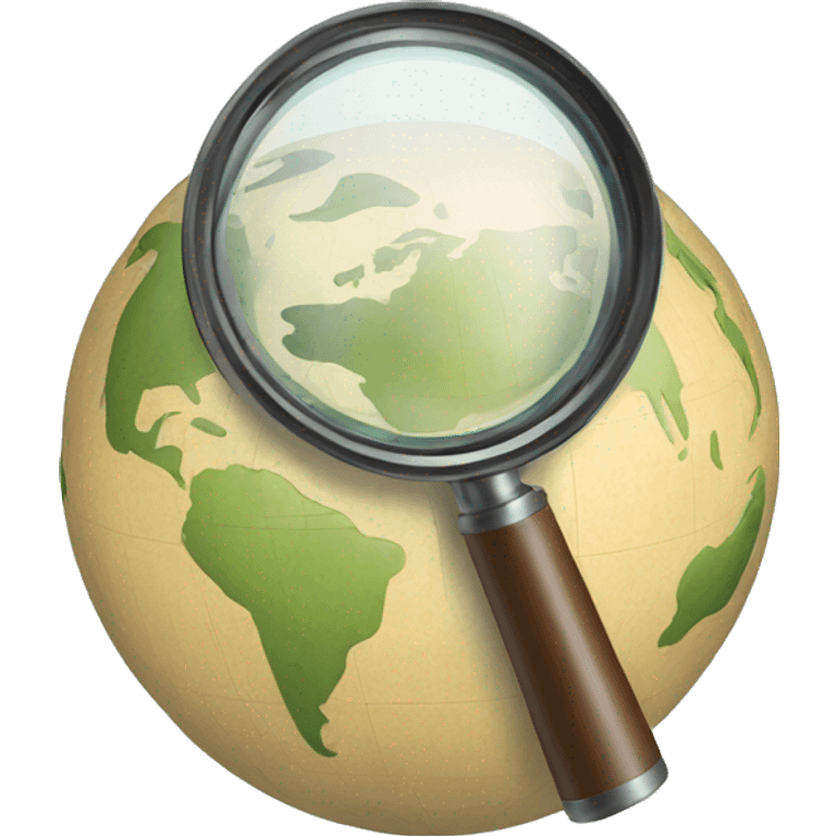 magnifying glass looking into globe emoji