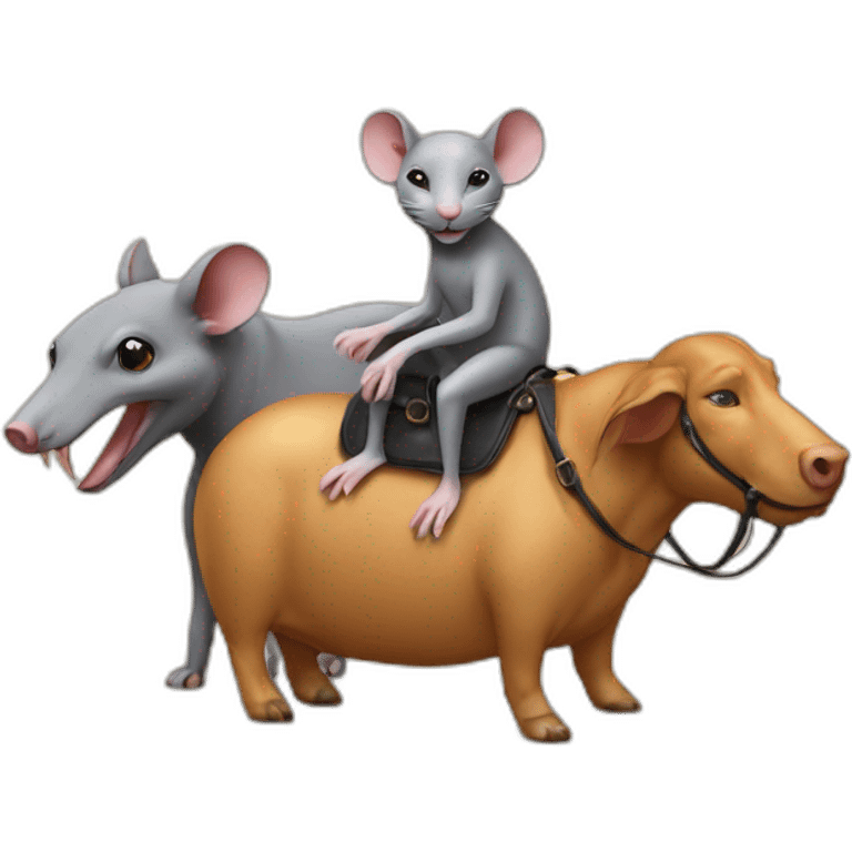 Rat on a cat on a dog on a pig on a horse on a elephant emoji