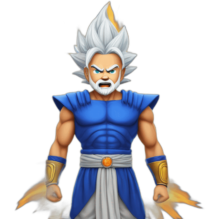 Narendra modi as a powerful super saiyan with blue flames emoji