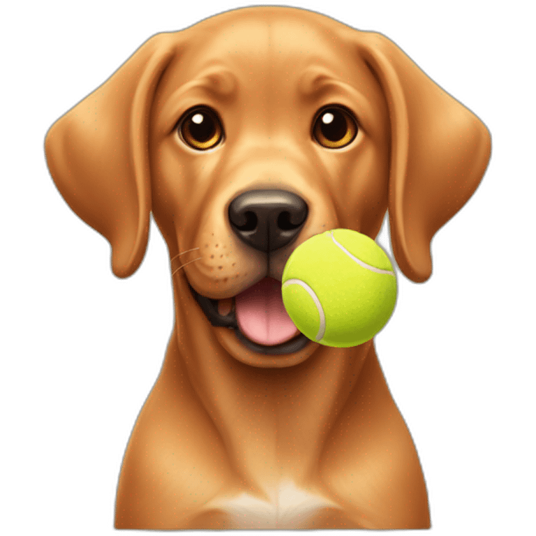 Puppy Red labrador holding a tennis ball on his mouth emoji