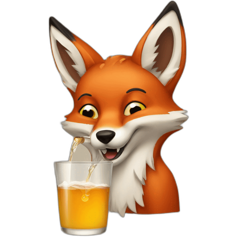 Drunk fox drinking emoji