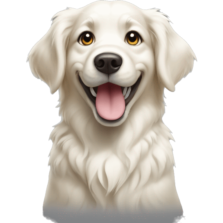 white golden retriever with paws up emoji