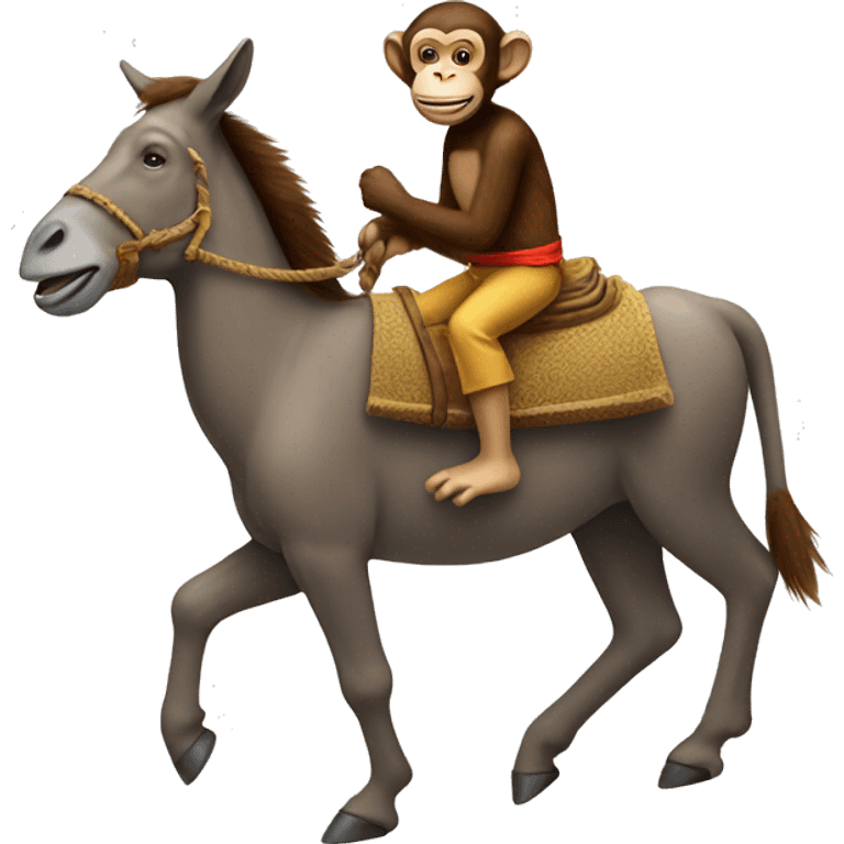 Monkey riding a donkey  emoji