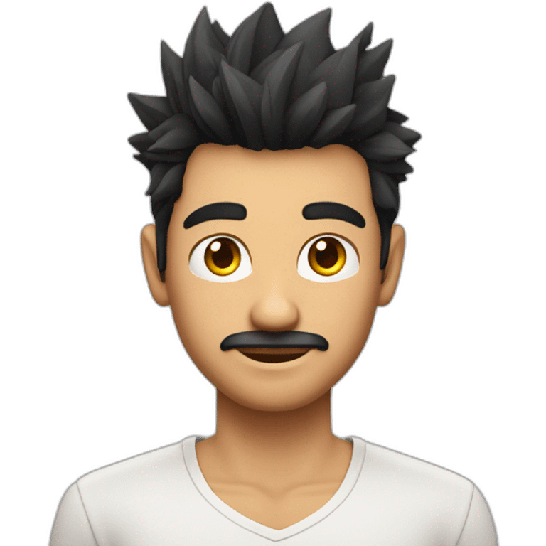 Indian white tan skin man developer in plain white shirt with sleeve up and nice spiky short black hair emoji