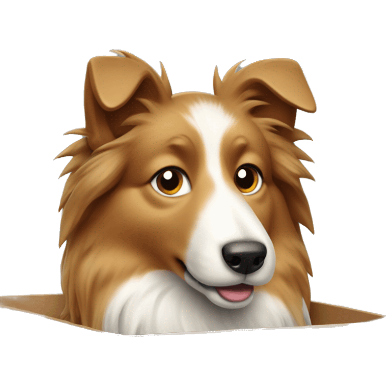 Shetland sheepdog in closed box emoji