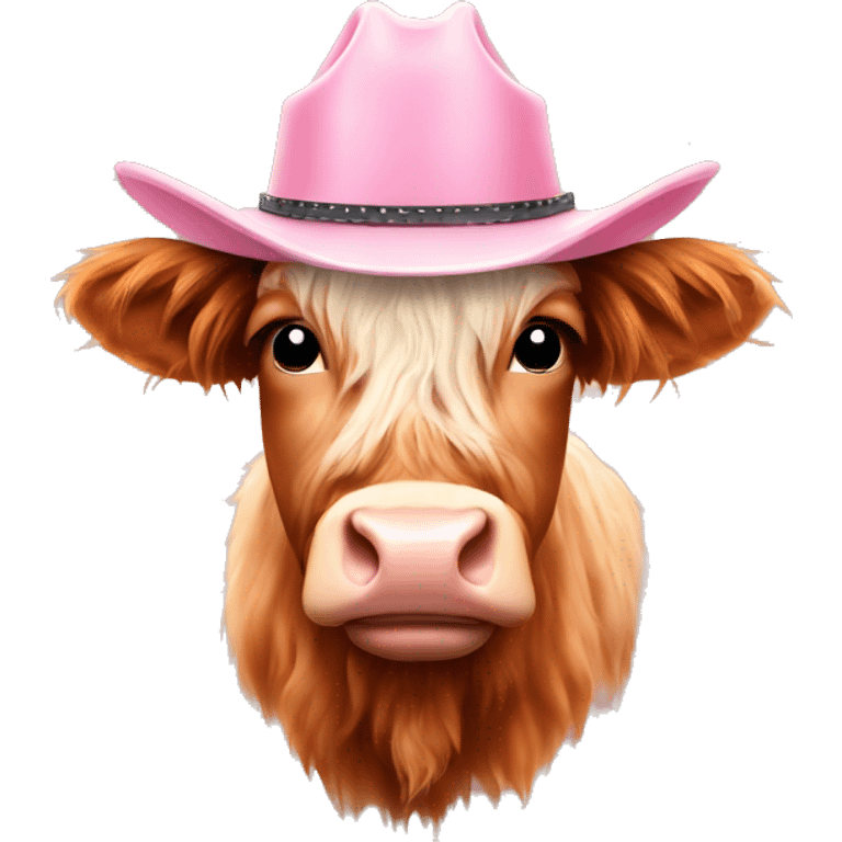 Light Pink cowboy hat on highland cow emoji