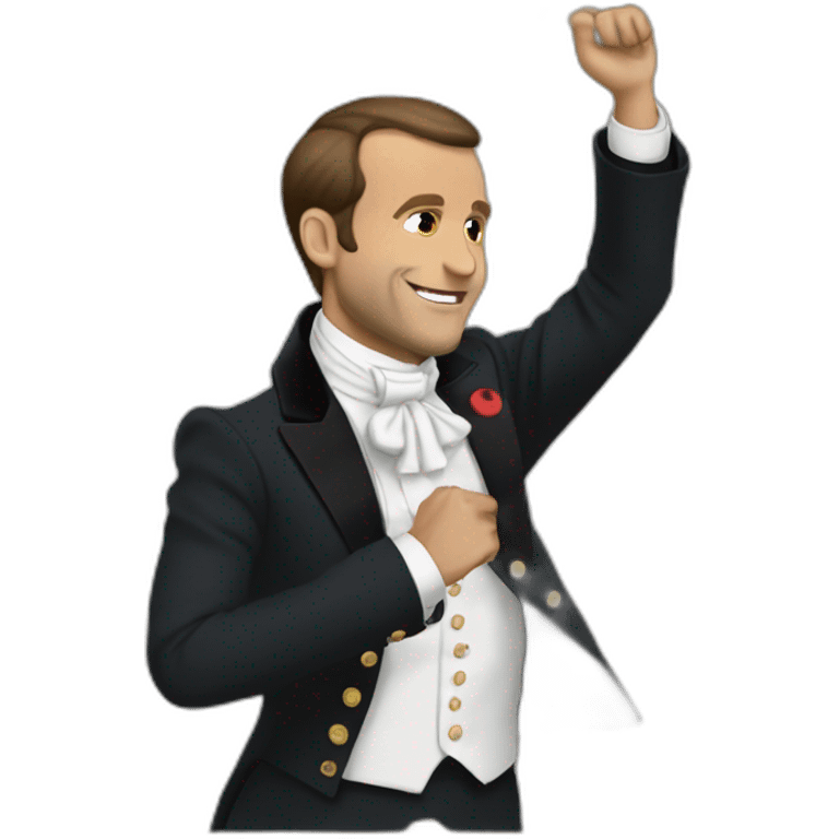 Macron make a dab emoji