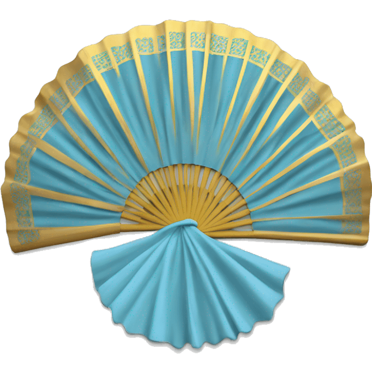 Hand fan light Blue and gold  emoji