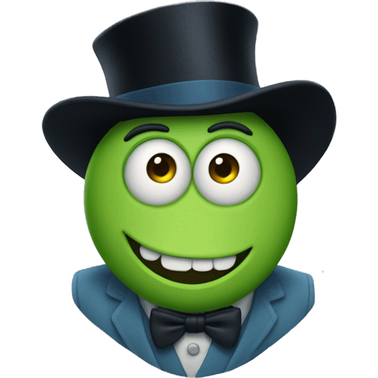 Mike wasowski wearing a top hat emoji