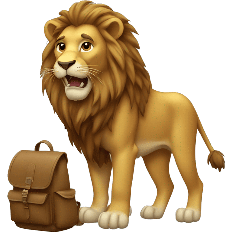 Lion with bagpack emoji