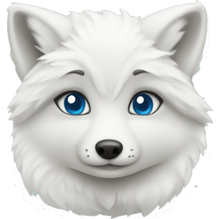 arctic fox with hearts  emoji