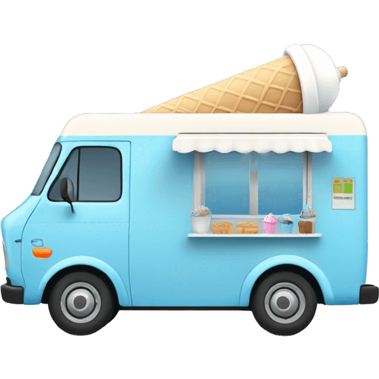 minimalistic blue ice-cream van, side view emoji