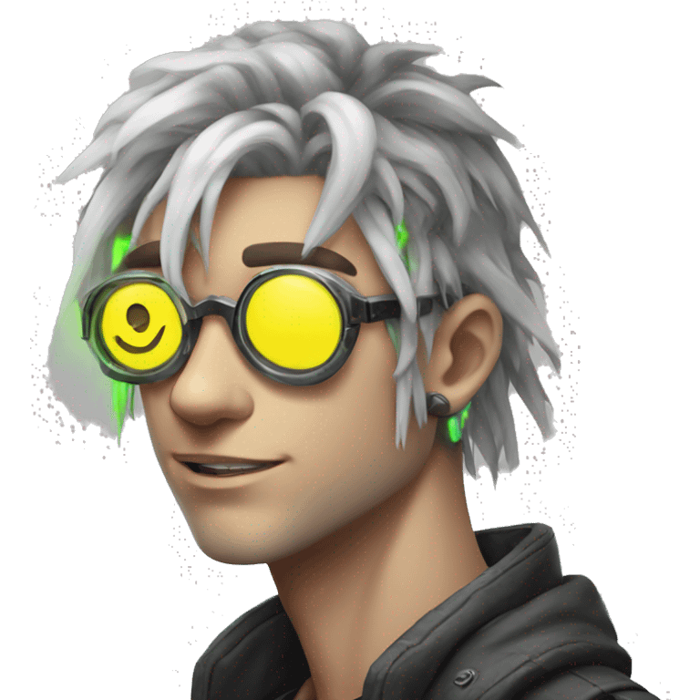 Anime gamer white guy cyberpunk neon emoji