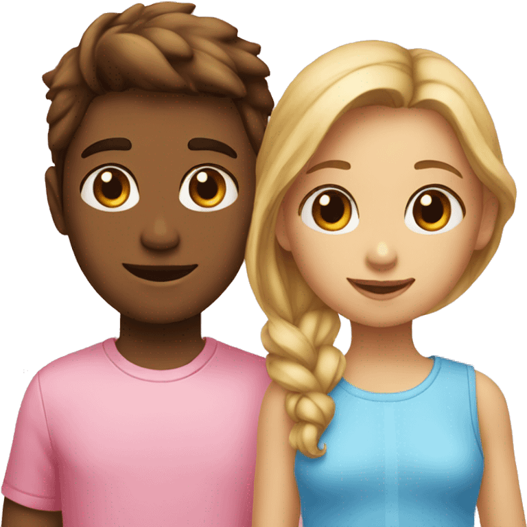 on the left, the girl is pink on the right, the boy is blue emoji