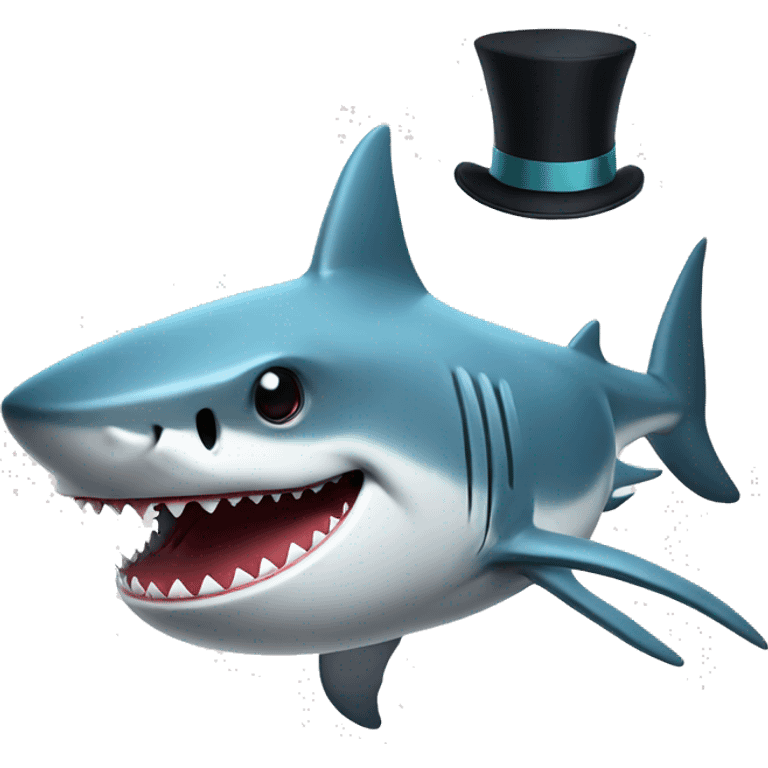 Shark with a top hat emoji