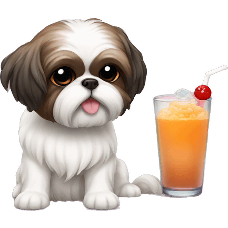 Shihtzu drinking boba  emoji