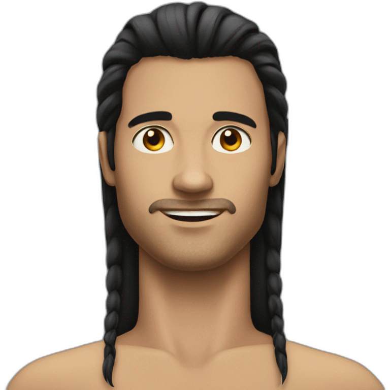 Long black hair Guy emoji