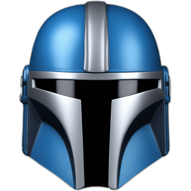 blue silver mandalorian helmet with black eye guard emoji